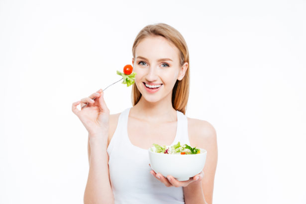 Woman eating healthy food