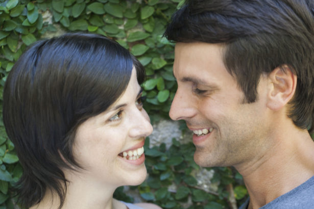 Hispanic couple in garden