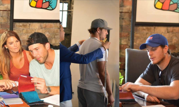 Los Angeles Kings Captain Anze Kopitar being measured for custom King & Bay at The Players Penthouse: Hockey Edition. Photo credit: The Players Penthouse