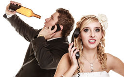 wedding-angry-bride-groom-talking-phone-relationship-difficulties-women-drunk-men-couple-quarreling-isolated-38963665